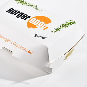 Eco-vriendelijke waterdichte rechthoekige hamburgerdozen van voedselveilige kwaliteit met goudfolie UV/hete stamping matte laminatie vierkleuren bedrukking voor snacks - Product Image 3