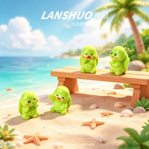 Cute Cartoon Turtle Figurine Desktop Ornament 4Pcs Plastic Resin Keychain Living Room <b>Decoration</b> Birthday Gift - Product Image 3