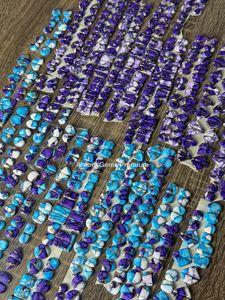 Pares únicos de piedras preciosas de ladrillo compuesto de lavanda azul, cabujones sueltos a juego para hacer joyas, pendientes, collar, colgante artesanal - Product Image 3