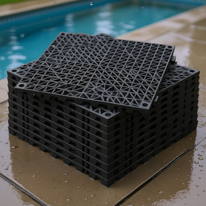 Dalles de sol en PVC noir D0100HADV7W, emboîtables, drainantes, 12x12, carrées, antidérapantes, imperméables, pour garage extérieur, abri de jardin - Product Image 2