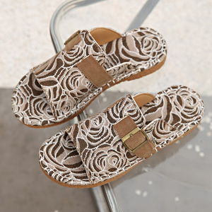 ashion <b>Plus</b> <b>Size</b> Slippers Womens 2025 Summer New Flat-Word Casual Outfit Cool Wholesale231231 - Product Image 4