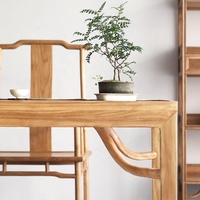 Nouvelle table à thé en bois massif de style chinois avec pieds en fer à cheval, personnalisable, durable, ensemble de table et de chaises de salle à manger pour usage hôtelier