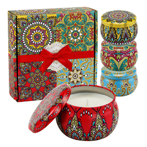 Set hadiah lilin wangi timah aromaterapi kustom lilin kedelai kesukaan pernikahan - Product Image 1