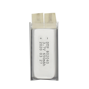 LiPo battery high quality portable 802040 650 v <span class=keywords><strong>3</strong></span>.7 mah battery - Product Image 1