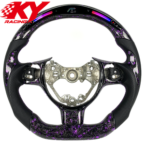 Volante personalizado de fibra de carbono forjado en color púrpura con cuero y LED RPM, compatible con Toyota 86 GT86 GR86 Subaru BRZ 2017-2026 - Product Image 1