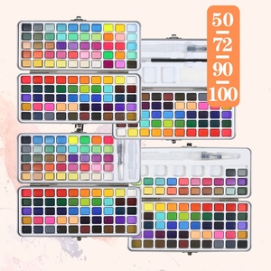 GF Premium 50/72/90/100 Couleurs Set de peinture <span class=keywords><strong>aquarelle</strong></span> solide <span class=keywords><strong>Kit</strong></span> de peinture <span class=keywords><strong>aquarelle</strong></span> pigmentée <span class=keywords><strong>portable</strong></span> pour extérieur pour fournitures d'art - Product Image 1
