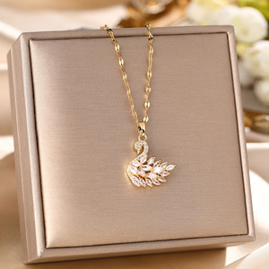 Fashion Stainless Steel Necklace for Women with Full Diamond <strong>Swan</strong> Trendy Personalized Collar Chain <strong>Jewelry</strong> - Product Image 3