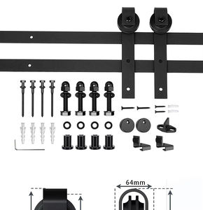 Kit de Herrajes para Puerta Corredera de Granero de Acero al Carbono de 6.6 Pies, Silencioso, con Sistema de Deslizamiento para Dormitorio - Product Image 2