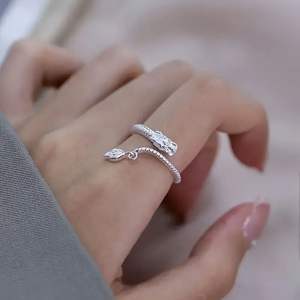 Cincin halus Punk dapat diatur desain naga cincin tembaga zirkonia kubik untuk wanita pria simbol kekuatan dan keberuntungan - Product Image 2