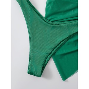 Conjunto de Bikini de 3 Piezas, Talla Única, Exportación 2022, Color Verde Sólido, Estilo INS, Disponible - Product Image 5