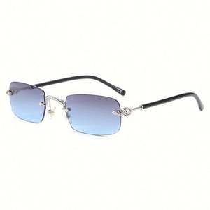 Gafas de Sol Retro 2021 para Hombre y Mujer, Lentes Degradadas, Montura Cuadrada Pequeña, Protección UV400, Sin Montura, Rectangulares - Product Image 3