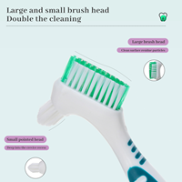 Brosse à dents double tête pour prothèses dentaires, poils souples en nylon, manche en plastique durable, idéale pour la maison et la clinique – Meilleure vente