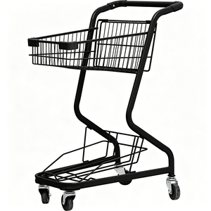 Chariot de supermarché portable à quatre roues 340L, robuste, en treillis métallique chromé, avec roulettes pivotantes silencieuses, pour usage commercial, OEM EFON - Product Image 2