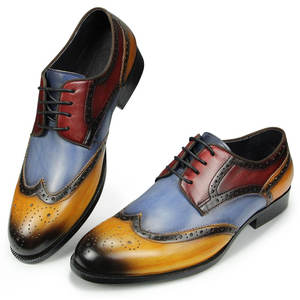 รองเท้าหนังวัวโบรเกของผู้ชายหรูหราหลากหลายสีรองเท้าแต่งตัวทำมือสไตล์อังกฤษรองเท้าทางการผูกเชือกสำหรับนักธุรกิจชาย - Product Image 1