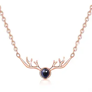S925 Sterling Silver Vibrato Deer Necklace A Deer Has Your 100 Languages I Love You Antler Necklace Female