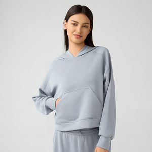 Mới Đến Mùa Đông Thể Thao Phụ Nữ Kéo Hơn Hoodies Với Túi Lớn Tùy Chỉnh Cộng Với Kích Thước Trống Gân Cuff Thời Trang Đường Phố Áo - Product Image 3