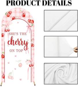 Pink Bow Cherry Arch Hintergrund Elastic Spandex auf Lager 2-seitiges rundes Oberteil für Braut party Baby Shower Party Wand dekoration - Product Image 5