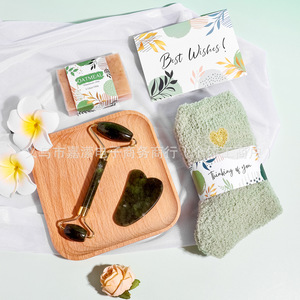 Gua Sha Facial Care Gift Set With <b>Eye</b> <b>Mask</b> Blanket Socks Candle Bath Set For Her Self Care Relaxation - Product Image 3