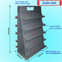 Étagère stable en métal de support de support de DVD de présentoir de CD debout de plancher commercial double face de haute qualité