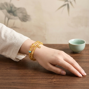 Pulsera de Citrino Natural para Mujer, Doble Hilo, Cuentas de la Suerte que Atraen Dinero, Cristal Amarillo Torre, Ojo de Tigre, Regalo - Product Image 5