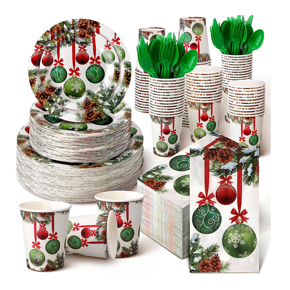 Customer-Printed Disposable Eco-Friendly Colorful Paper Plates Bowls Set