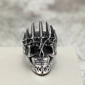 Anillo de Calavera con Corona Gótica Punk de Acero Inoxidable para Hombre, Diseño Geométrico, Joyería de Regalo - Product Image 4