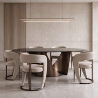 Table de cuisine en gros pour la maison, le bureau ou l'hôtel – Table à manger moderne pour appartement avec pieds en fer extensibles et plateau en céramique