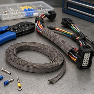 -40 ° De la lettre C à la <span class=keywords><strong>150</strong></span> ° Gaine de câble tressée haute température C, blindage EMI, gaine de câblage flexible pour applications automobiles et aérospatiales - Product Image 4