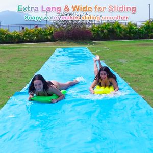 Giant Blue Water Slide with 2 <b>Inflatable</b> Boogie Boards for Kids and Adults Backyard Summer Fun - Product Image 3