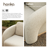 Ensemble de canapés modulaires d'angle de luxe pour hôtel moderne, en bois de teck imperméable, confortable pour l'extérieur, mobilier de jardin