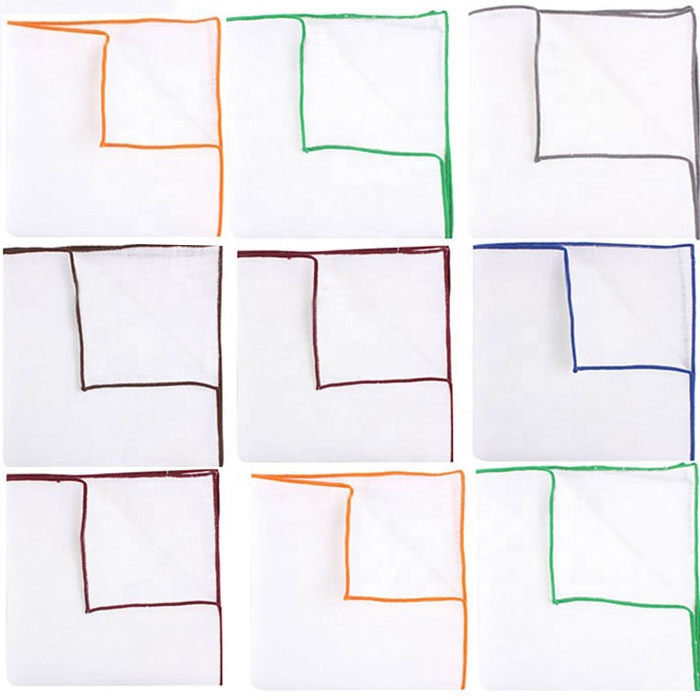 Custom Cheap 100% Cotton Plain White Handkerchief For Men