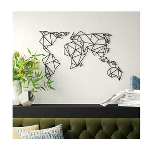 World Map <strong>Wall</strong> <strong>Hanging</strong> Decoration Wire Grid Art <strong>Wall</strong> <strong>Decor</strong> Metal <strong>Wall</strong> Decoration for Living Room - Product Image 1