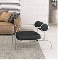 Fauteuil de salon de détente en cuir noir minimaliste moderne italien YOUTAI