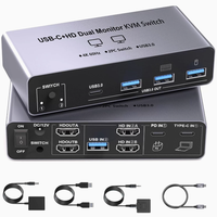 Commutateur KVM 8K transfrontalier double moniteur (2 entrées/2 sorties) : partagez 2 moniteurs et 1 ensemble clavier/souris entre 2 ordinateurs