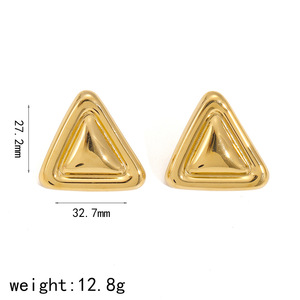 Pendientes triangulares de dos tonos, oro y plata, acero inoxidable, joyería geométrica de moda, regalo para mujer - Product Image 4