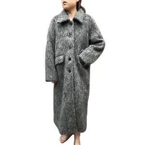 Özel yapmak kış kadın palto tiftik boy ceket bayanlar yün ceket