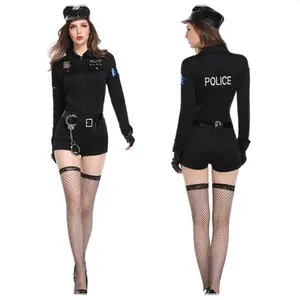 Sexy Women Police Office Uniform Set Cosplay Fancy Dress Costume Cuffs Belt  Hat