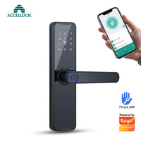 Serrure intelligente en alliage d'aluminium ACCELLOCK WF11 de sécurité de classe C, empreinte digitale, WiFi/ Compatible avec l'application Tuya/TTlock pour porte en bois