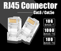 Connecteur de câble réseau Ethernet RJ45 à tête cristalline Cat5e Cat6 UTP 8P8C plaqué or, vente en gros d'usine