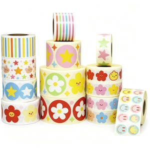 Gradient-<b>coloured</b> round 60mm heat-seal label <b>rolls</b>; round <b>coloured</b> stickers; thank you packaging stickers - Product Image 2