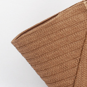 Bolso de playa de paja de papel tejido con forma de bola de masa hervida, bolso informal, borlas de papel, mango redondo de bambú natural - Product Image 5