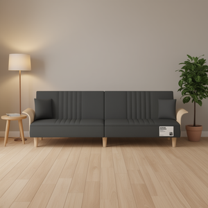 Dark <b>Grey</b> Fabric Sofa Bed Full Size Plywood <b>Frame</b> Modern Design Living Room Furniture - Product Image 2