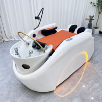 Fauteuil de lavage multifonction en cuir PU avec massage thérapeutique et lavabo pour salon de coiffure - Mobilier de salon moderne