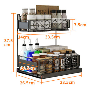 Organizzatore Sottolavello in Ferro Verniciato a 2 Livelli a Forma di L con Ripiano Estraibile per Bagno e Cucina - Product Image 6