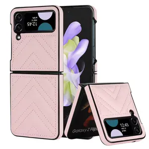 Hot selling For Samsung Galaxy Z Flip 3 4 5 foldable screen phone case V-shaped fold 5 small fragrant leather case