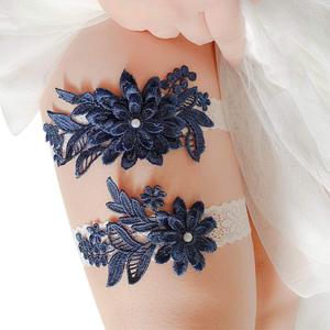 2 Pièces Jarretières de Mariée Sexy en <span class=keywords><strong>Dentelle</strong></span>, Ceinture de Jarretière Cousue à la Main avec Faux Perles, Ensemble de Jarretières <span class=keywords><strong>pour</strong></span> Mariée - Product Image 3