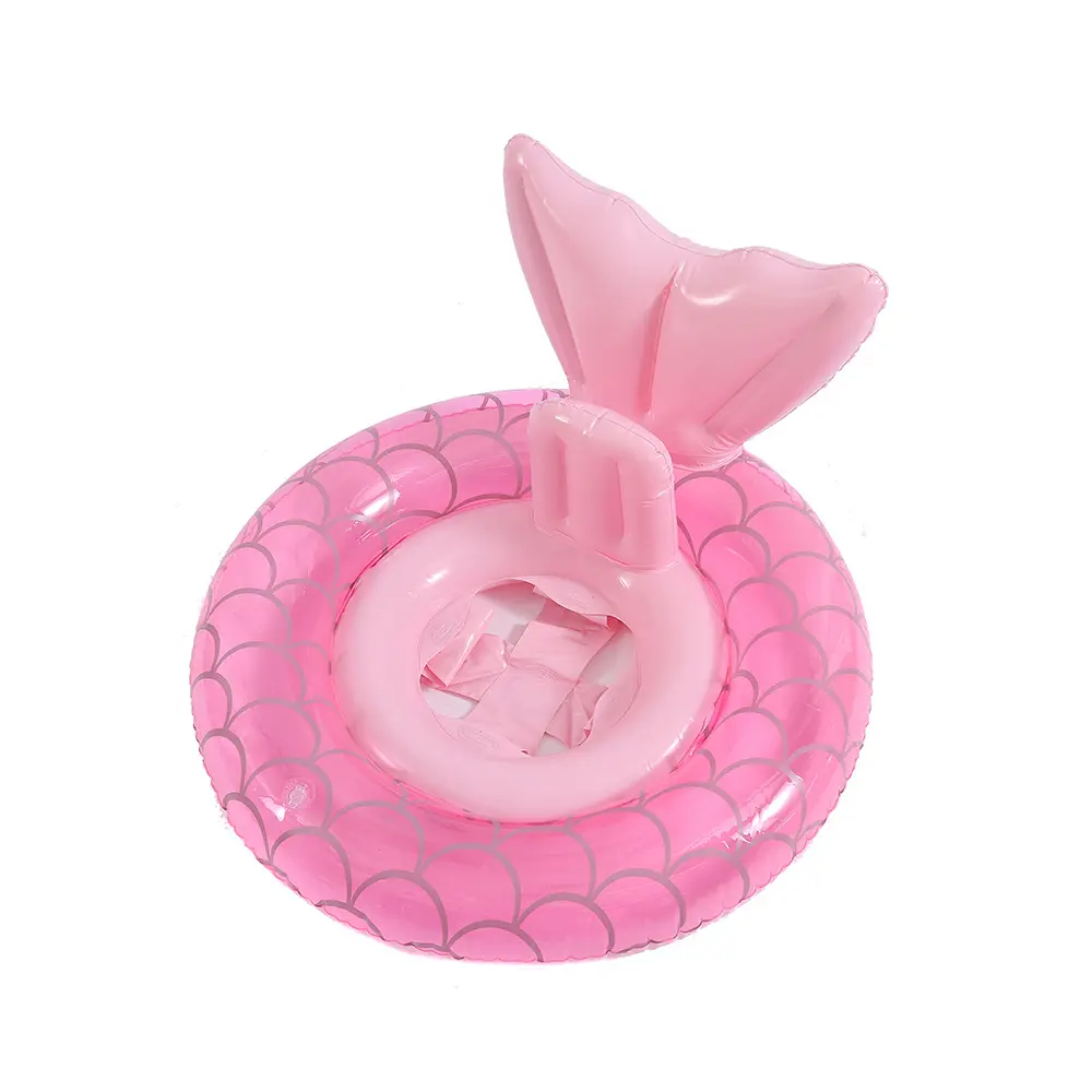 BSCI Ins Net Red Mermaid Seat Ring Cross Bottom with Handle Children's Cute Pink Thickened Swimming Ring Life Buoy