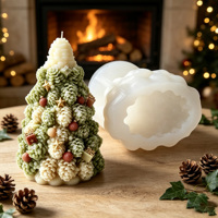 Moule à bougie en silicone antiadhésif de qualité supérieure en forme de sapin de Noël, pour bougies parfumées DIY, artisanat en résine, décoration de table de Noël