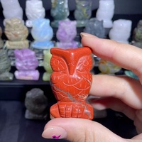 Vente en gros de sculptures d'animaux colorées en pierres précieuses de guérison et matériaux variés, en forme de hibou, artisanat en cristal pour décoration et cadeaux