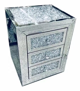 High Quality Mirrored <strong>Bedside</strong> Tables Cabinet 3 Drawers Nightstand Side Table <strong>Mirror</strong> <strong>Bedside</strong> Mirrored Chest for Bedroom - Product Image 4
